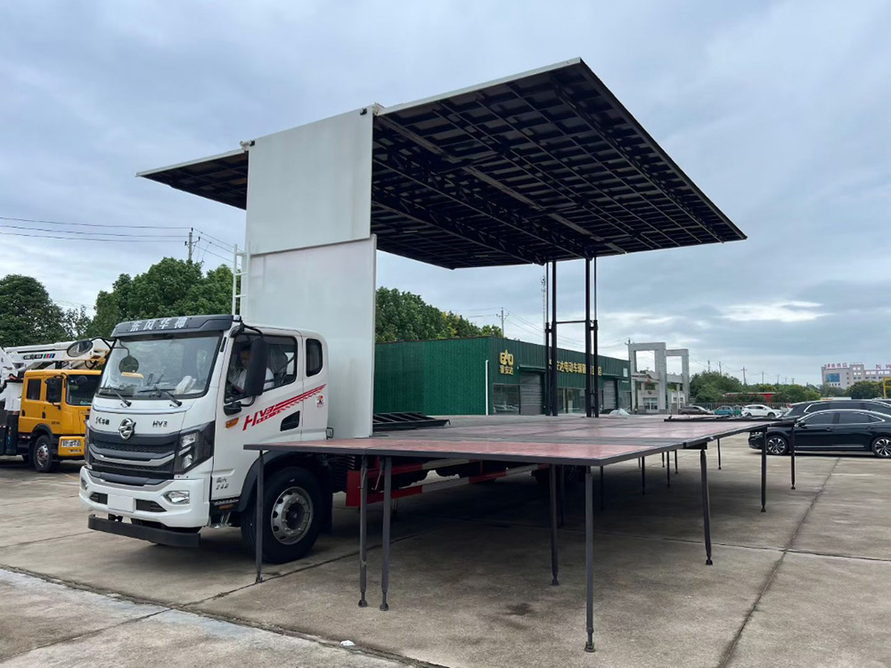 9.6米双面展开舞台车，东风华神舞台车